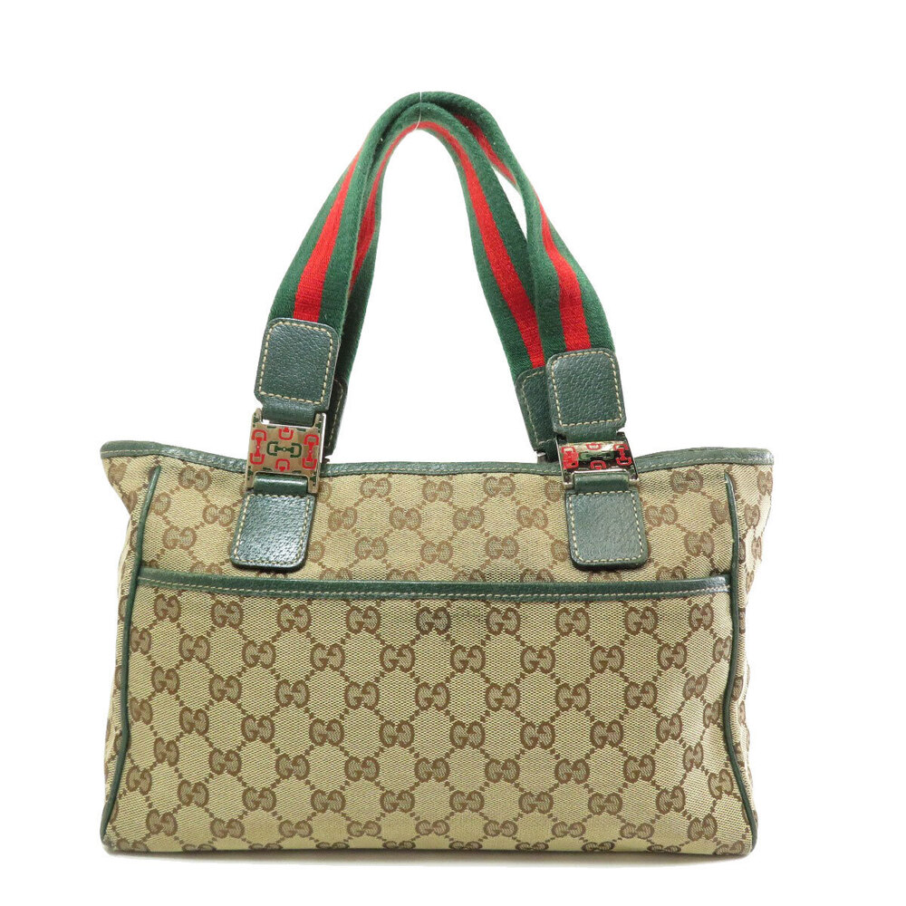 Gucci Tote Sherry Line GG Canvas Green Shoulder Bag